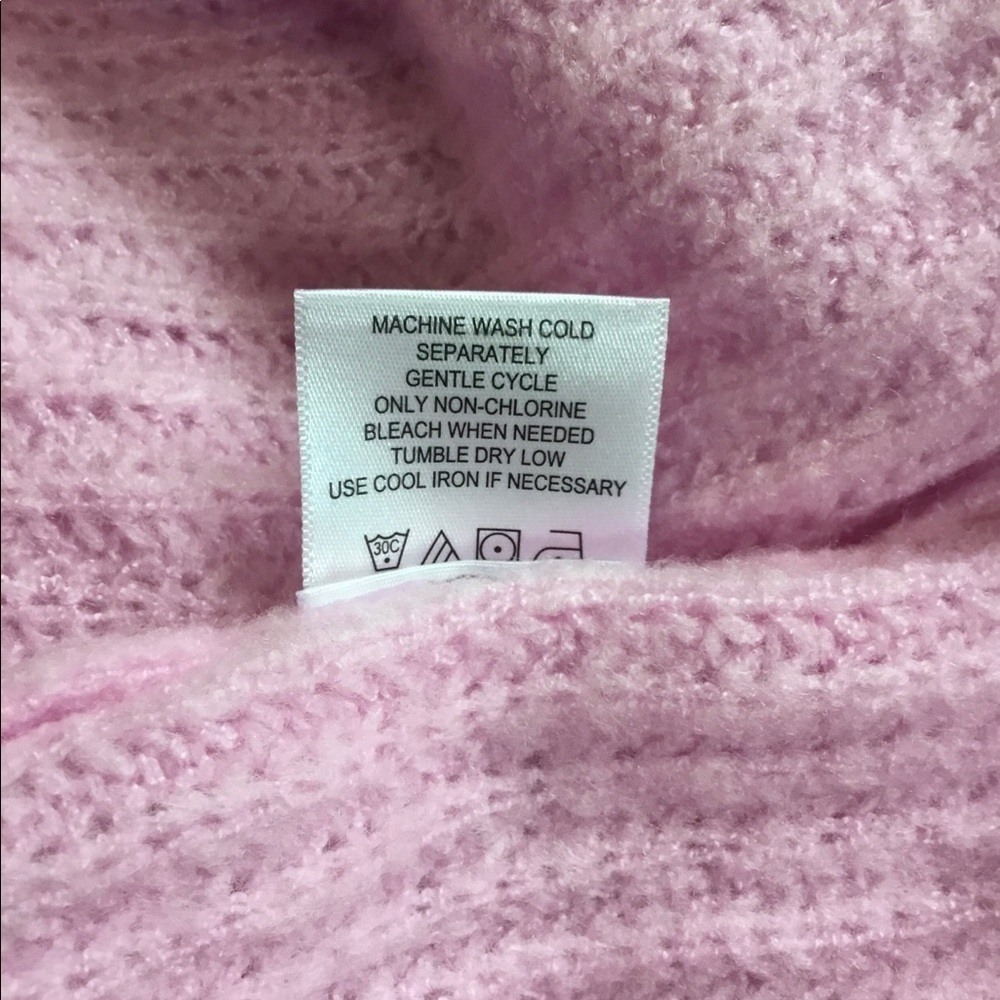 Kikit Hooded V-Neck Pullover Long Sleeve Cable Knit Fuzzy Pink Sweater - Picture 9 of 9